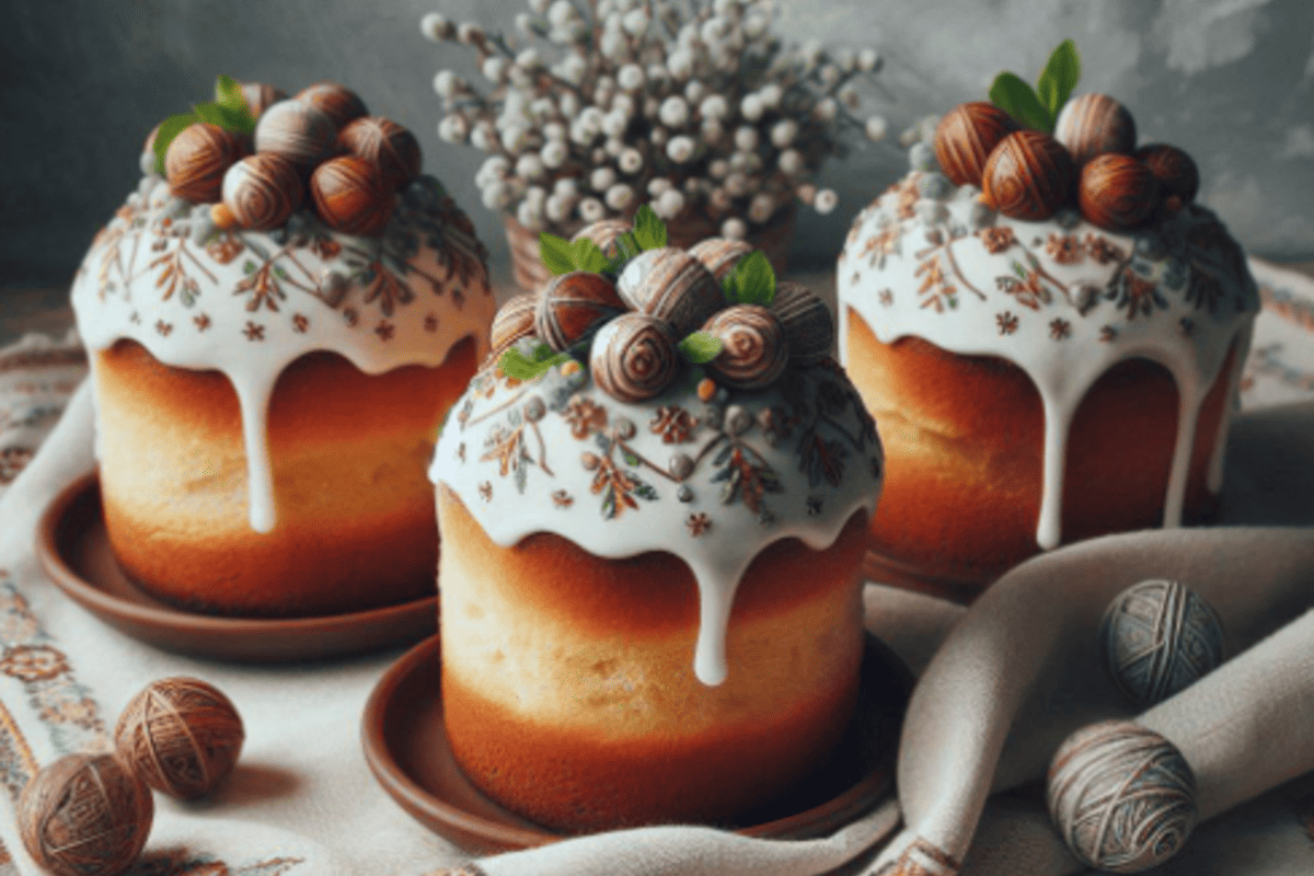 Классический пышный пасхальный кулич к празднику