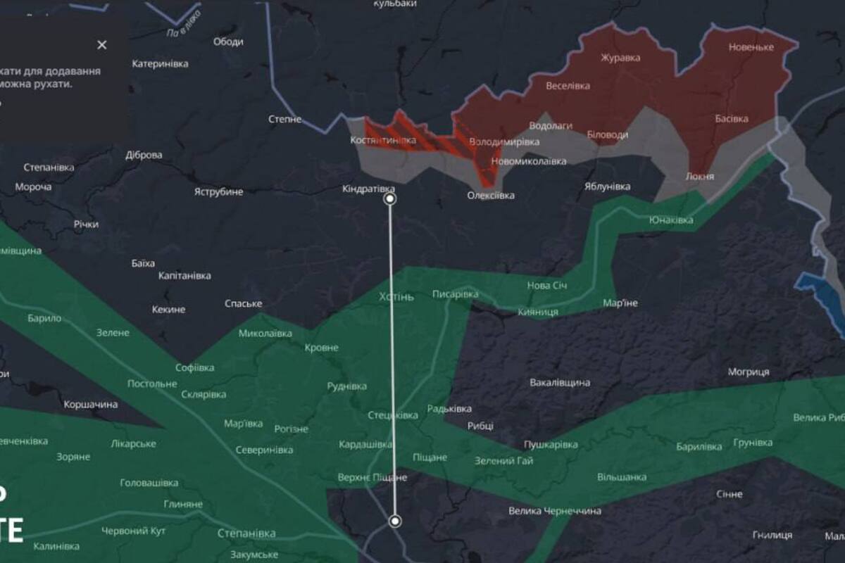 Росіяни захопили Костянтинівку на Сумщині та мають успіхи на Донеччині/Фото: DeepState Ворог просунувся на Донеччині та окупував село на Сумщині – DeepState