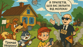 Тук-тук, кто там? Это путин в "Простоквашино" / Фото: ИИ Тук-тук, кто там? Это путин в "Простоквашино" - роспропаганда докатилась до мультиков