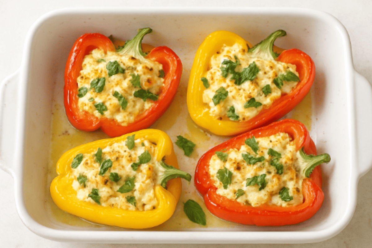 Запечённые перцы с сыром фета и мятой – вкус лета в каждом кусочке Запечённые перцы с сыром фета и мятой – вкус лета в каждом кусочке