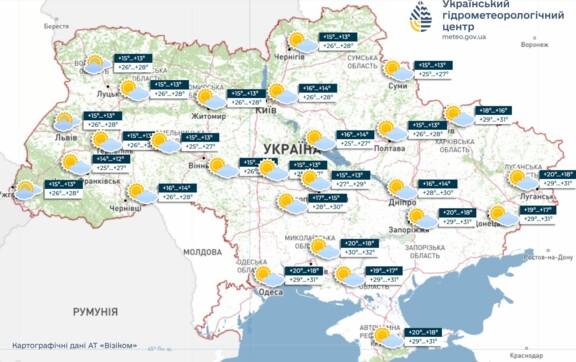 На вихідних в Україні тепла погода без опадів, подекуди – короткочасні дощі та грози, інформує Укргідрометцентр