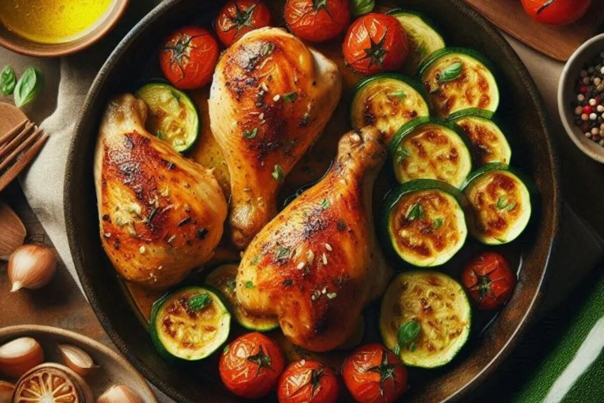 Куриное филе получается сочным, а овощи — ароматными и нежными