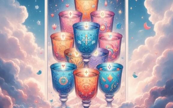 Общая карта дня — Семерка Кубков, которая призывает нас мечтать и воплощать свои сокровенные желания