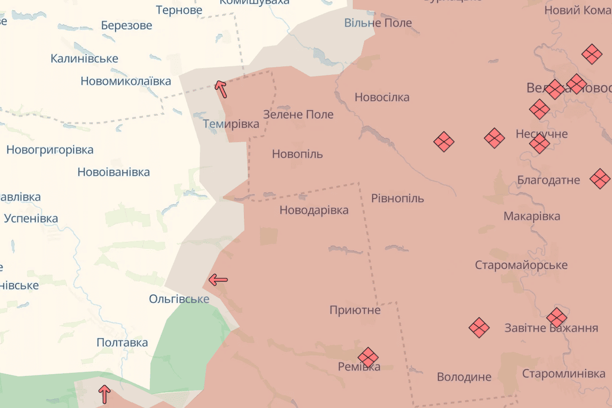 Враг продвинулся в Запорожской области и на Донбассе – DeepState/Фото: карта DeepState Враг продвинулся в Запорожской области и на Донбассе – DeepState