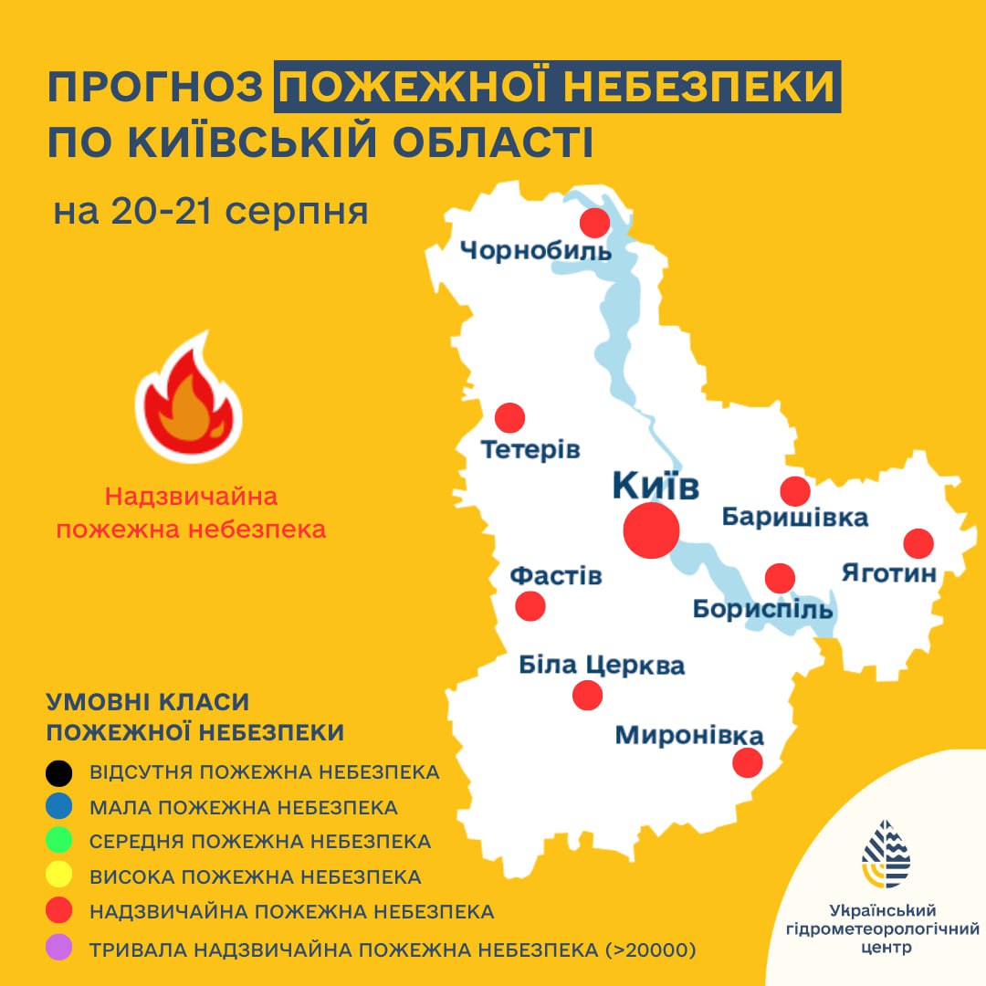 Попередження про пожежну небезпеку по Київщині