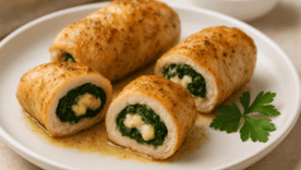 Куриные рулетики с сыром и шпинатом: легко, просто, вкусно и диетично