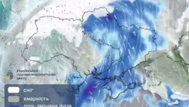 На більшій частині території країни очікуються сильні снігопади, хуртовини та різке зниження температури