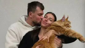 Марина Бех з чоловіком та котом