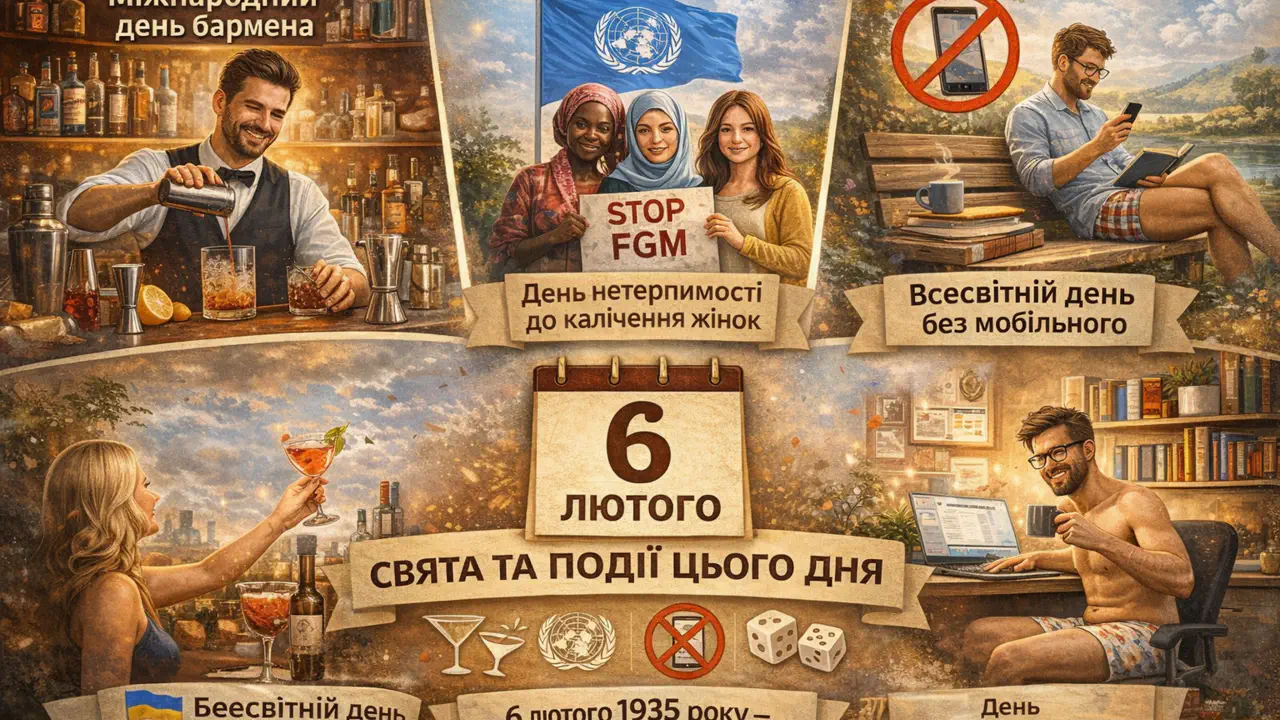 Свята 6 лютого 2026: відкладіть телефон, випийте коктейль, працюйте голяка. Або все разом