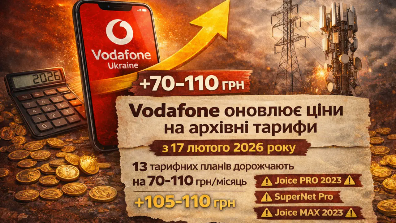 Vodafone оновлює тарифи через подорожчання електроенергії: деякі плани подорожчають на 110 грн