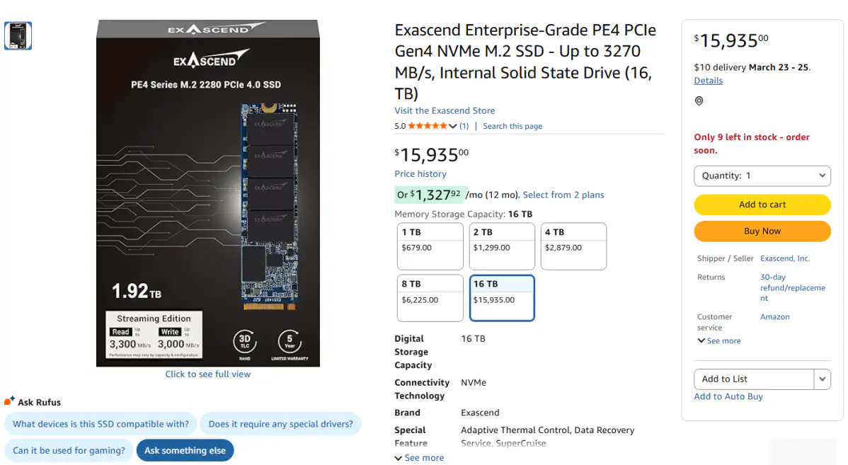 Exascend на 16ТБ