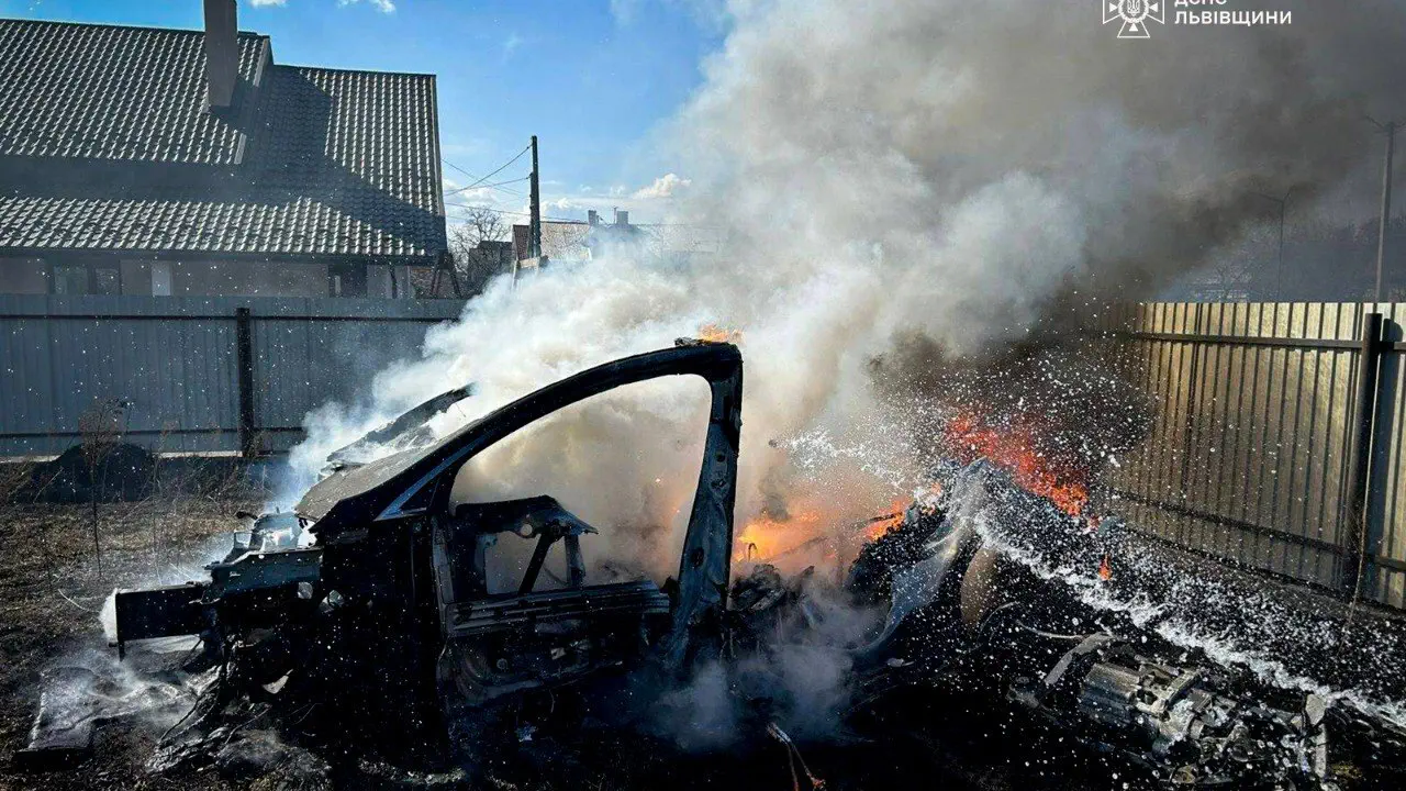 Самое дорогое кострище сезона: в Яворове из-за сухой травы сгорела «Tesla»
