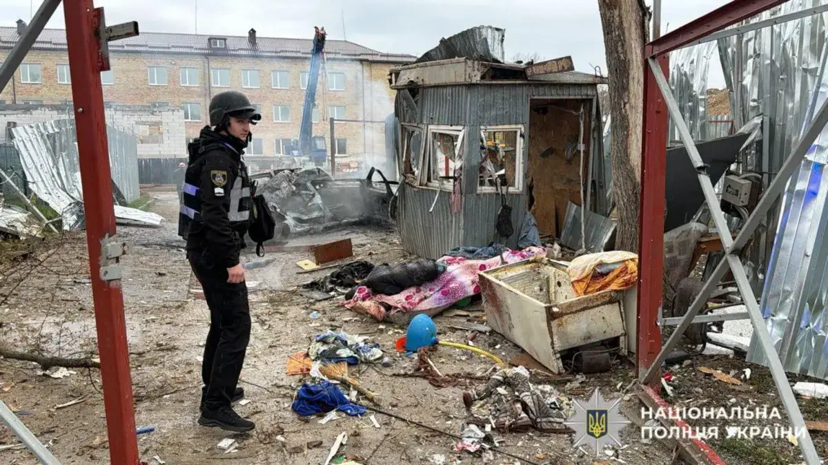 Последствия атаки Киевщины/Фото: Нацполиция