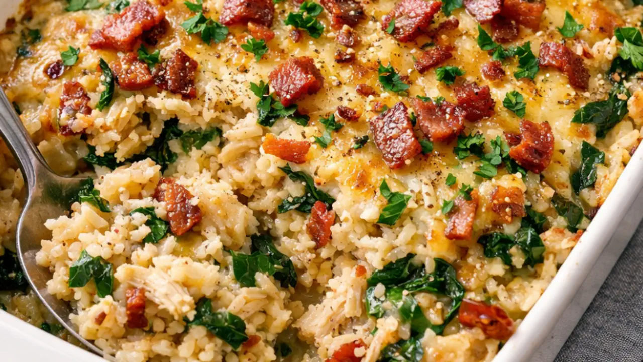 Кремовая курица с рисом и шпинатом: блюдо, которое хочется повторять