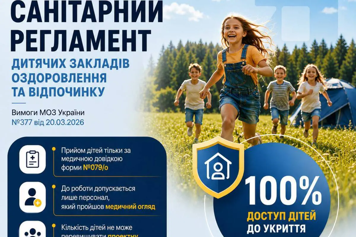 В Украине утвердили новый Санитарный регламент для детских лагерей и оздоровительных учреждений