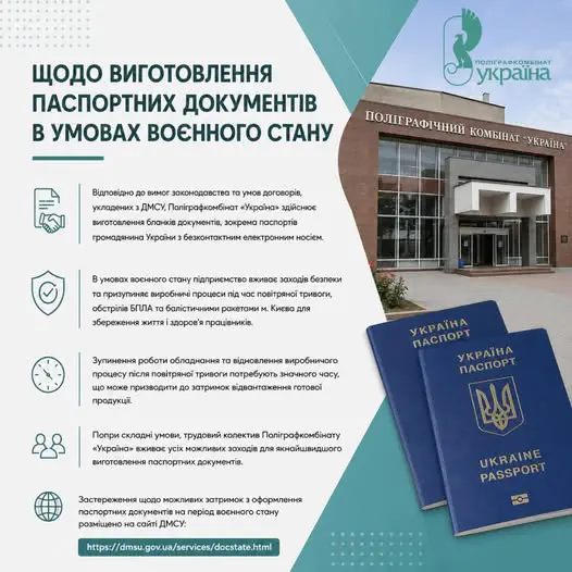 Из-за постоянных вражеских атак на Киев возможны задержки в изготовлении и выдаче заграничных паспортов и других документов