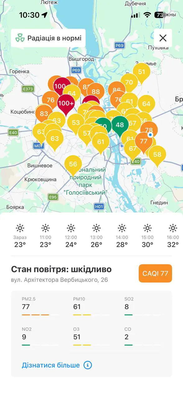 За якістю повітря можна стежити у додатку Київ Цифровий