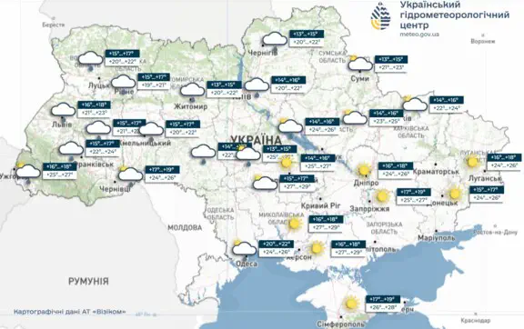 В Україні в наступні дві доби очікуються дощі і грози, місцями град та шквали, інформує УкрГМЦ