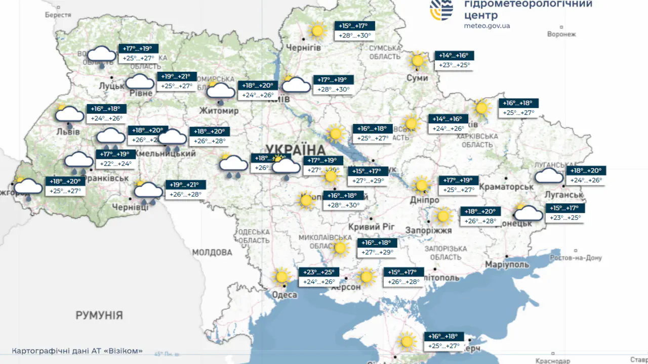 погода на киев и область 19 июля 2026 года