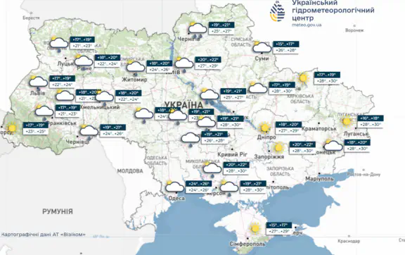 погода на київ та область 20 липня 2026 року 