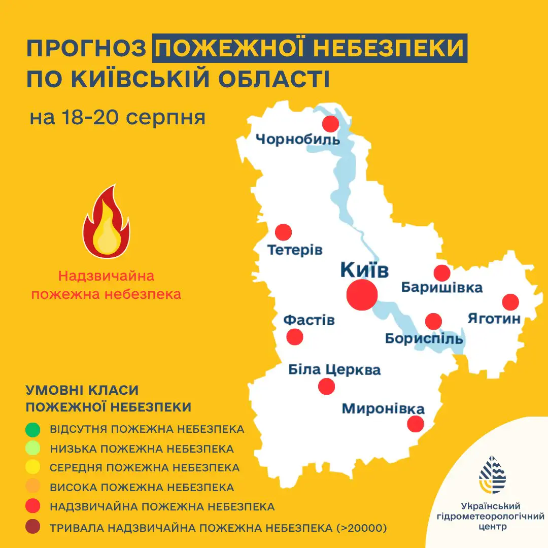 18-20 серпня надзвичайний рівень пожежної небезпеки