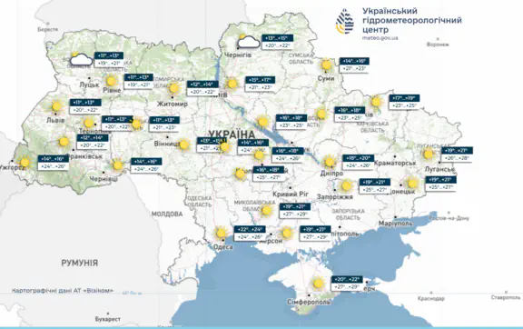 Прогноз погоди на Київ та область 24 серпня 2026 року 