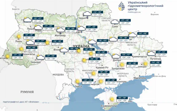 Прогноз погоди на 31 серпня в Києві та області 