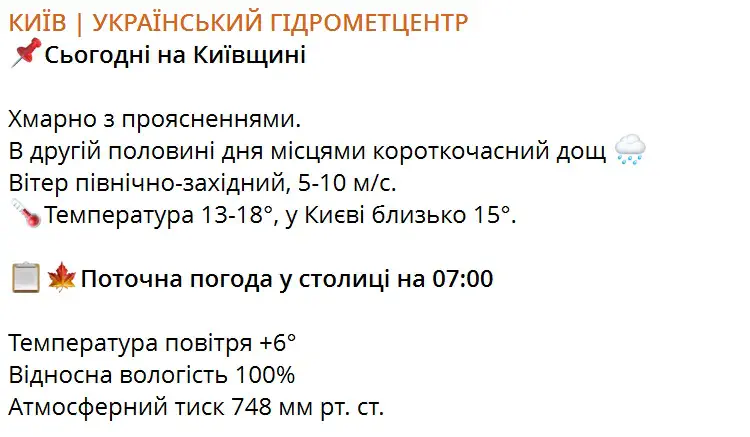 Якою буде погода на Київщині та в Києві 23 вересня: прогноз Укргідрометцентру