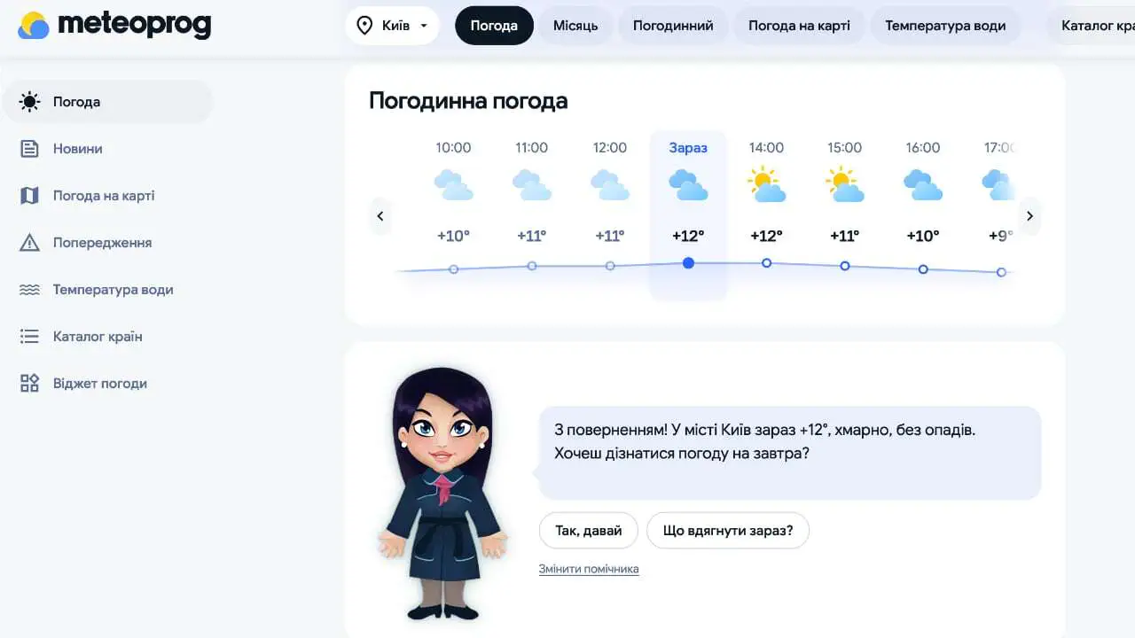 Meteoprog представив оновлений сайт із метеопомічником та інтерактивними прогнозами