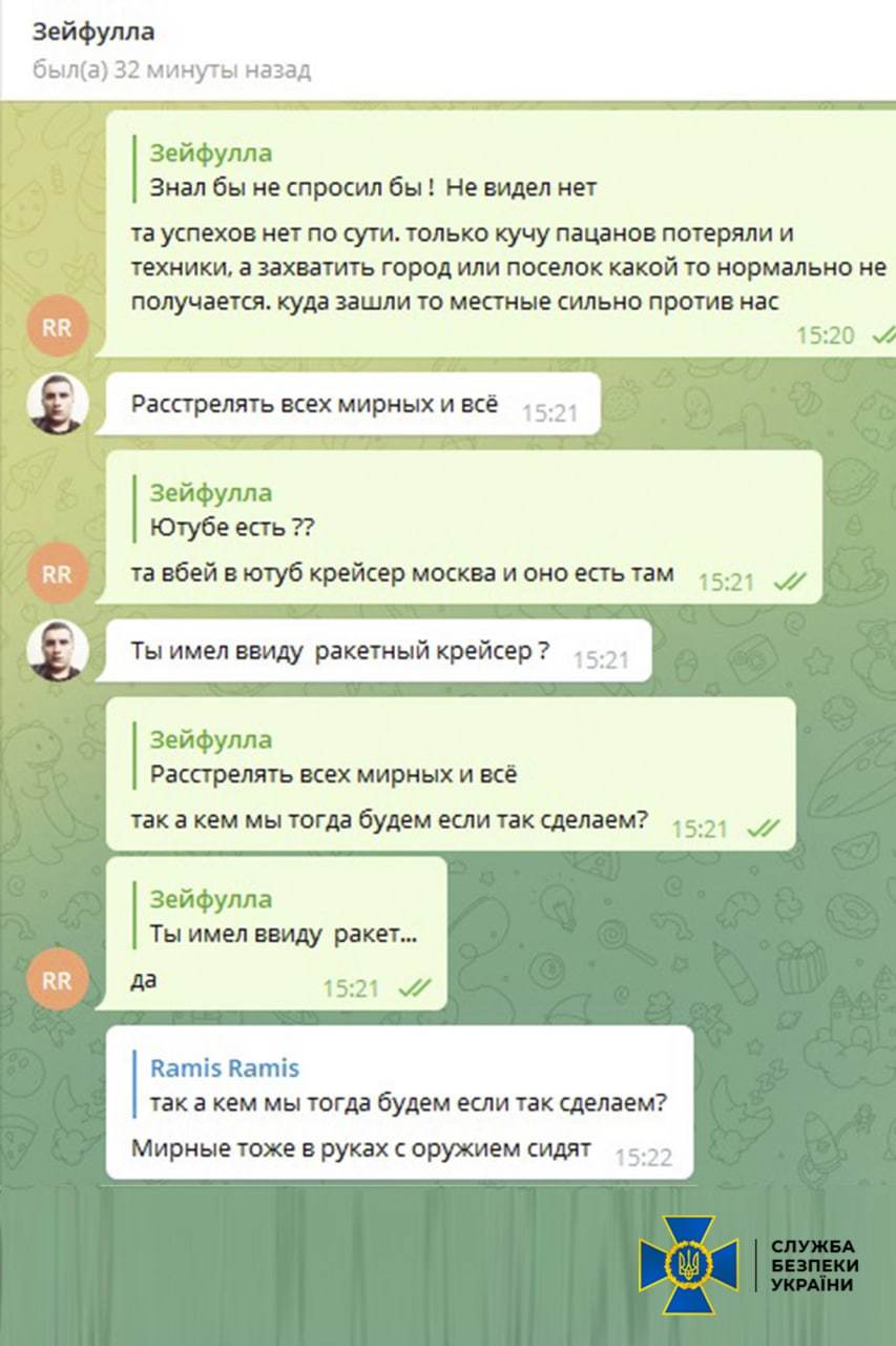 СБУ опубликовала переписку российских солдат/Фото: Telegram/Автор: СБУ СБУ