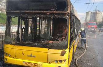 Фото: ДСНС ВІДЕО. У Києві вщент згорів пасажирський автобус