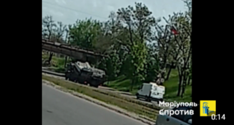 РФ перевозить техніку уЗапорізькому напрямку. Фото: Скриншот відео маріуполь техніка окупантів