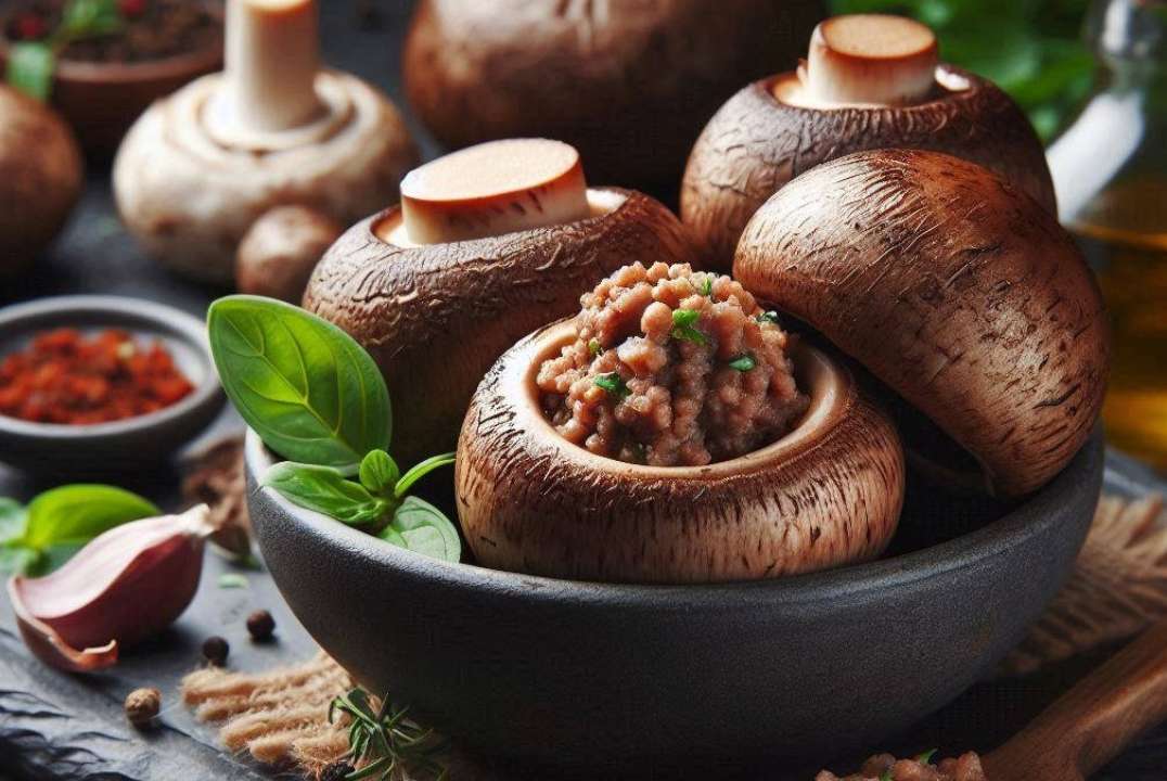 Фаршировані гриби/Фото: Bing Ви маєте це спробувати: грибні кошики з курячим фаршем і сирною начинкою