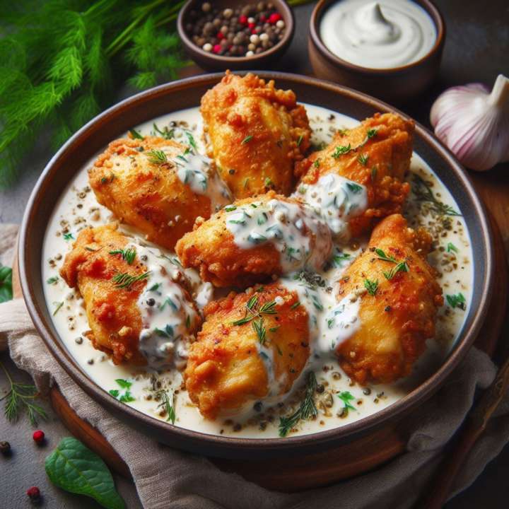 Чкмерули с курицей в сливочном соусе