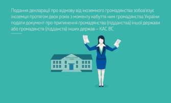 Він протягом 2 років з моменту набуття ним громадянства України повинен подати документ про припинення громадянства (підданства) іншої держави / громадянств (підданств) інших держав Він протягом 2 років з моменту набуття ним громадянства України повинен подати документ про припинення громадянства (підданства) іншої держави / громадянств (підданств) інших держав