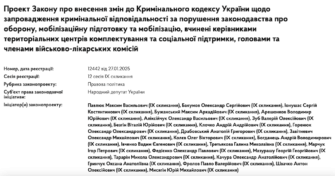 Законопроєкт про кримінальну відповідальність за порушення законодавства про мобілізацію, вчинені керівниками ТЦК і членами ВЛК, зареєстровано у Раді/Фото: Верховна Рада Законопроєкт про кримінальну відповідальність за порушення законодавства про мобілізацію, вчинені керівниками ТЦК і членами ВЛК, зареєстровано у Раді/Фото: Верховна Рада