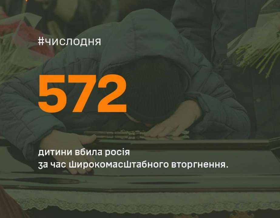 За время полномасштабного вторжения россия убила 572 ребенка/Фото: AFUStratCom Число дня: за время полномасштабного вторжения россия убила 572 ребенка