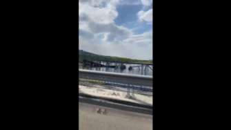 В Донецкой области подорвали железнодорожный мост/Фото: кадр из видео Мост