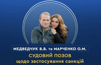 До стягнення заявлено майно, яким Медведчук та Марченко володіють прямо та опосередковано До Медведчука та його дружини застосують санкції у вигляді стягнення майна і коштів
