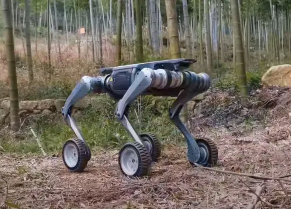 Китайцы создали потрясающую робособаку/Фото: DEEP Robotics/YouTube Китайцы создали робота, который носится по пересеченной местности, выполняя акробатические трюки