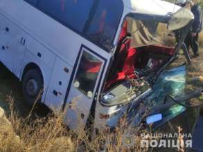 У Харківській області сталася ДТП за участю пасажирського автобуса/Фото: Національна поліція ДТП