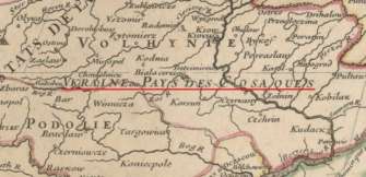 На карті можна побачити напис "Vkraine ou Pays des Cosaques" (Україна, земля козаків) На карті можна побачити напис "Vkraine ou Pays des Cosaques" (Україна, земля козаків)