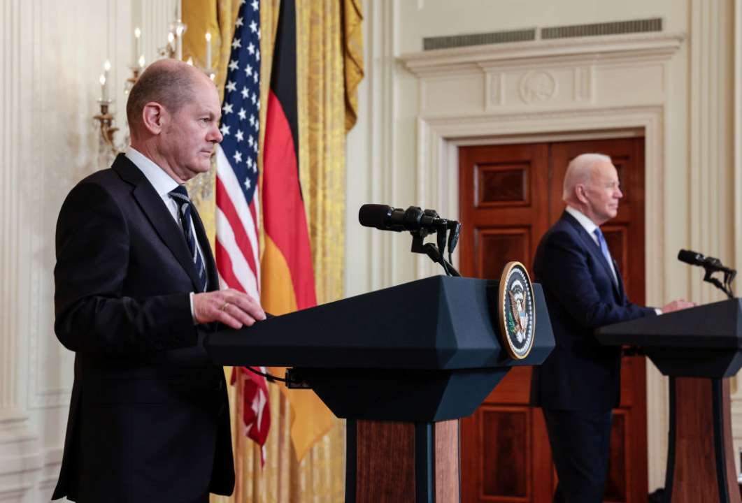 Главной темой переговоров Байдена и Шольца была Украина/Фото: Getty Images Главной темой переговоров Байдена и Шольца была Украина