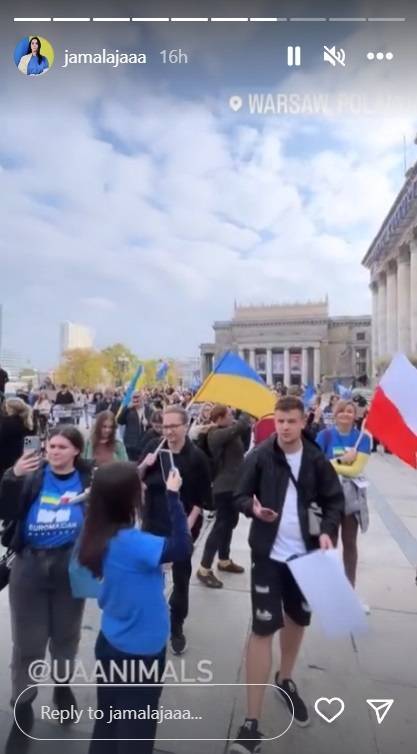 Джамала вийшла на марш за порятунок тварин у Варшаві/Фото: Instagram Джамала вийшла на марш за порятунок тварин у Варшаві