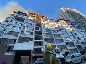 Росія атакувала ракетами район Києва. Фото: ДСНС України У Києві вибухи