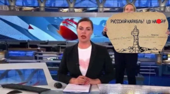 В Сети высмеяли антивоенный протест на "Первом канале"/Фото: Facebook В Сети высмеяли антивоенный протест на "Первом канале"