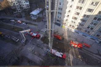 По Києву завдано удару ракетою/Фото: ДСНС По Києву завдано удару ракетою