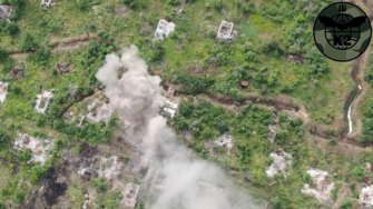 Скріншот з відео (YouTube/Бойова група К-2 54 ОМБр) ВІДЕО. Українські військові знищили наглядовий пункт бойовиків