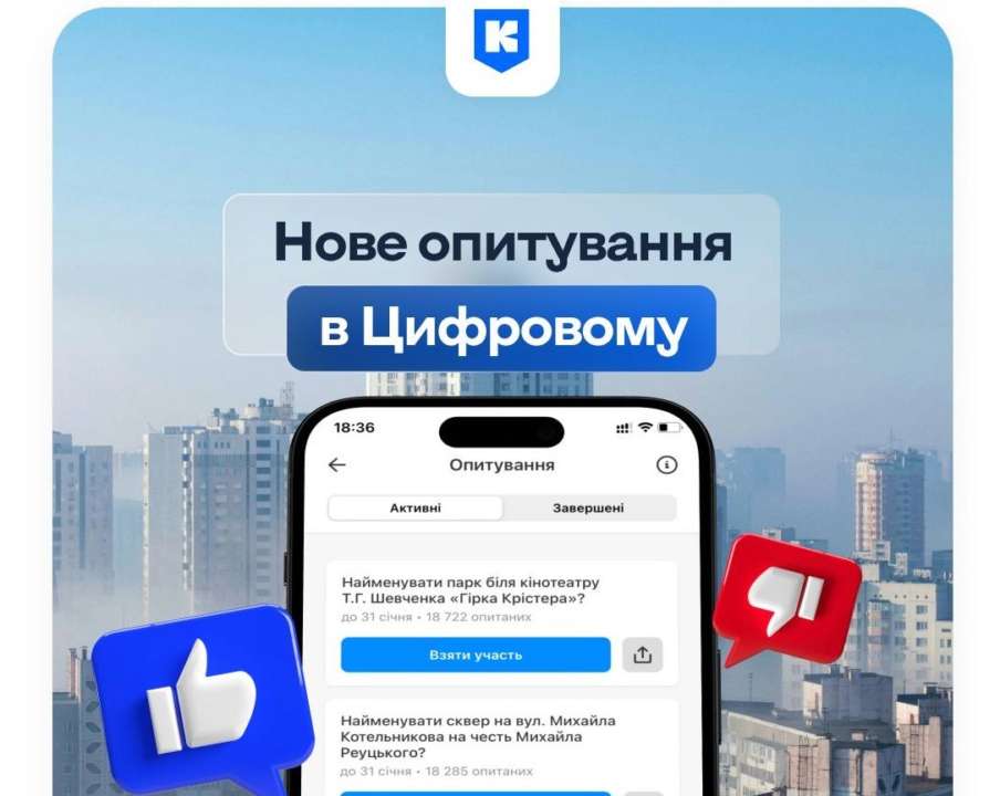 У "Київ Цифровий" з'явилося нове опитування / Фото: Київ Цифровий Киян запрошують обрати нові назви для парків та скверів
