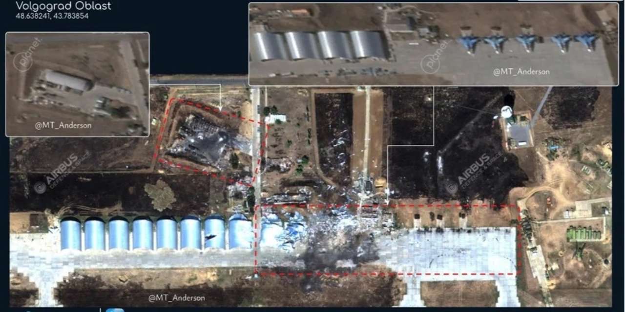 Удар по аэродрому "Мариновка" в рф: появились спутниковые снимки последствий/Фото: MT Anderson / X Удар по аэродрому "Мариновка" в рф: появились спутниковые снимки последствий/Фото: MT Anderson / X